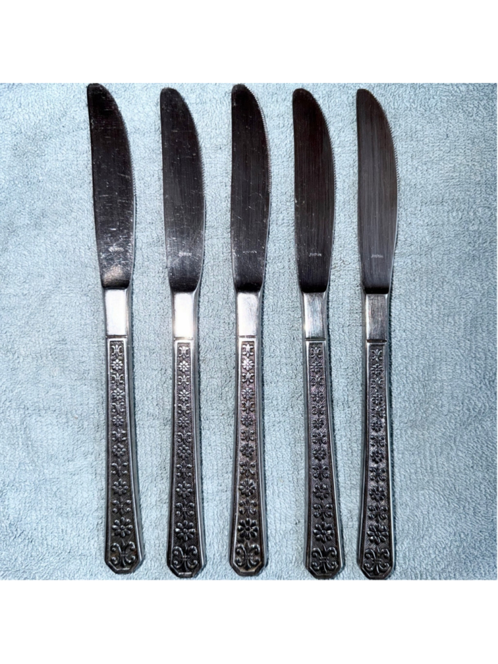 Vintage Interpur FLORENZ Stainless 8 Petal Textured Silverware Teaspoons Set/6
